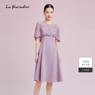 蕾丝斗篷洋装 Koradior拉珂蒂气质无袖 裙连衣裙 重工珠绣