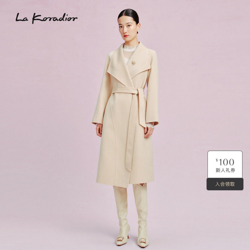 【羊毛羊绒】La Koradior拉珂蒂时尚女冬新款气质双面毛呢大衣