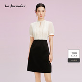 三醋酸撞色拼接钉珠连衣裙女 Lakoradior拉珂蒂夏季 进口三醋酸