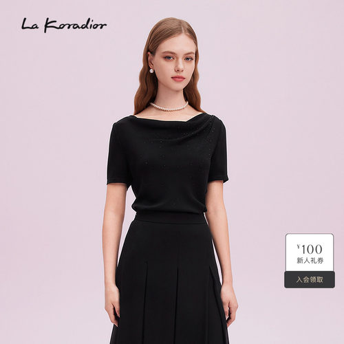 【进口三醋酸】La Koradior拉珂蒂2025商场同款光泽雅致小衫上衣