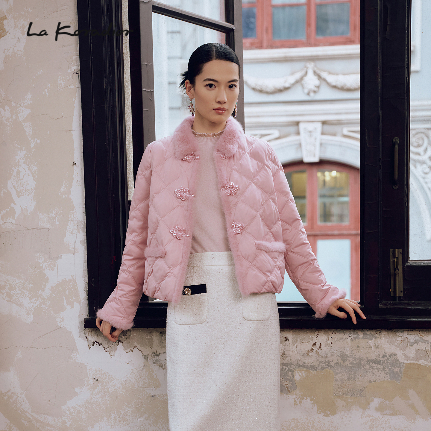 【匈牙利进口白鹅绒】LaKoradior拉珂蒂秋冬新中式提花羽绒外套