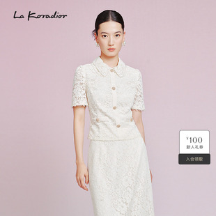 女上衣 花卉蕾丝高雅气质小衫 Koradior拉珂蒂显瘦2025夏经典