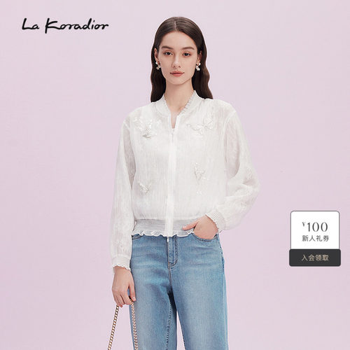 La Koradior拉珂蒂2025商场同款新款时尚设计感轻薄刺绣外套女