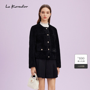 Koradior拉珂蒂香款 裘皮外套上衣 进口美利奴羊皮毛一体