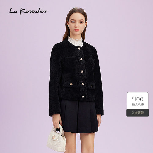 【进口美利奴羊皮毛一体】La Koradior拉珂蒂香款裘皮外套上衣