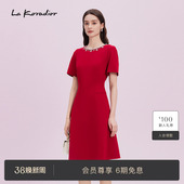 商场同款 Lakoradior拉珂蒂夏季 高腰圆领a字连衣裙 进口三醋酸