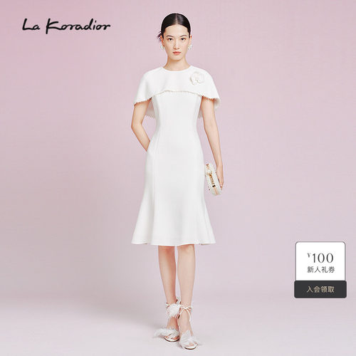 【法式铃兰裙】La Koradior拉珂蒂夏三醋酸高腰收腰鱼尾连衣裙女