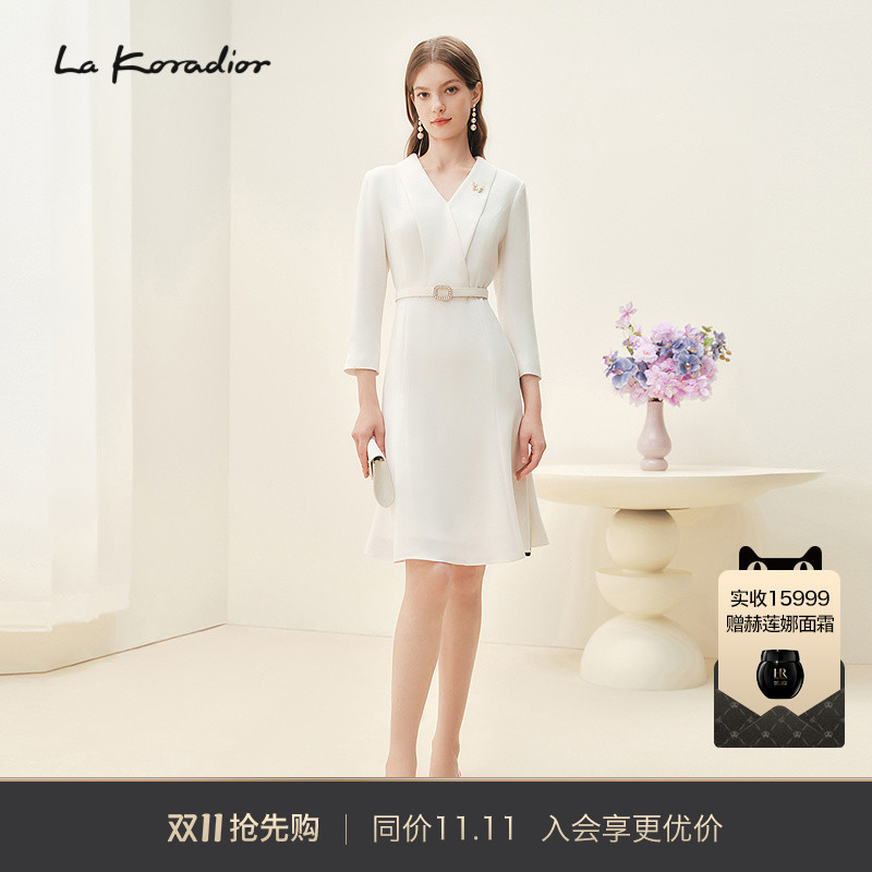 【进口三醋酸】La Koradior拉珂蒂商场同款春季连衣裙白色长裙子