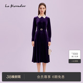 进口浮光丝绒 长袖 季 气质连衣裙 Koradior拉珂蒂商场同款