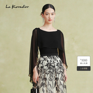 商场同款 斗篷式 减龄蝙蝠袖 通勤圆领上衣 Koradior拉珂蒂夏季