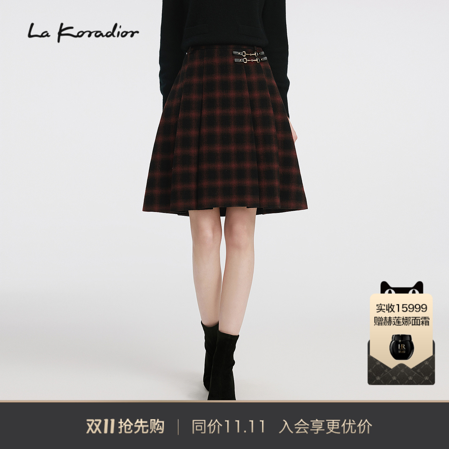 【羊毛】Lakoradior拉珂蒂时尚气质2025秋冬新款英伦风格纹半身裙