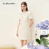 米白连衣裙春夏蝴蝶结裙 Lakoradior拉珂蒂商场同款 进口三醋酸