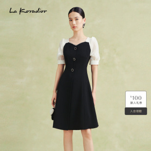 商场同款 洋装 通勤三醋酸泡泡袖 连衣裙 Koradior拉珂蒂女夏季