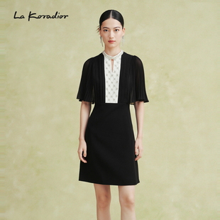 商场同款 立领洋装 通勤钉珠式 连衣裙女 Koradior拉珂蒂夏季