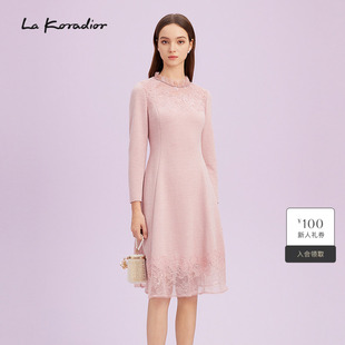 Koradior拉珂蒂简约商场同款 秋季 新款 气质连衣裙 法式 羊毛