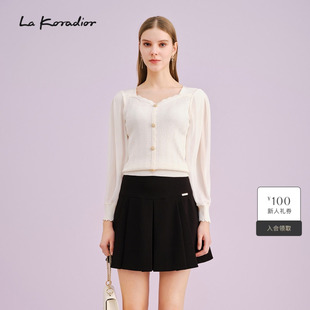 长袖 时尚 t恤女秋季 新款 白色打底针织衫 Koradior拉珂蒂商场同款