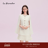 Koradior拉珂蒂商场同款 桑蚕丝重要场合羊毛晚礼服披风连衣裙