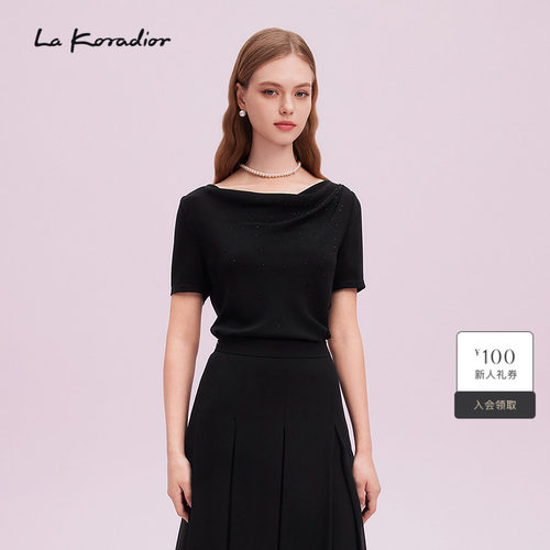 【进口三醋酸】La Koradior拉珂蒂2025商场同款光泽雅致小衫上衣