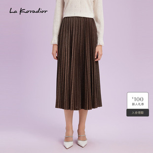 a字百褶裙长裙 质感灵动半裙中长款 Koradior拉珂蒂珂蒂商场同款
