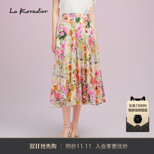 纯棉印花a字半身裙 女2025商场同款 Koradior拉珂蒂气质减龄修身