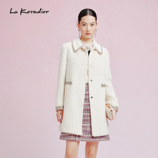 冬新款 Koradior拉珂蒂时尚 直筒翻领羊毛毛呢大衣女 羊毛