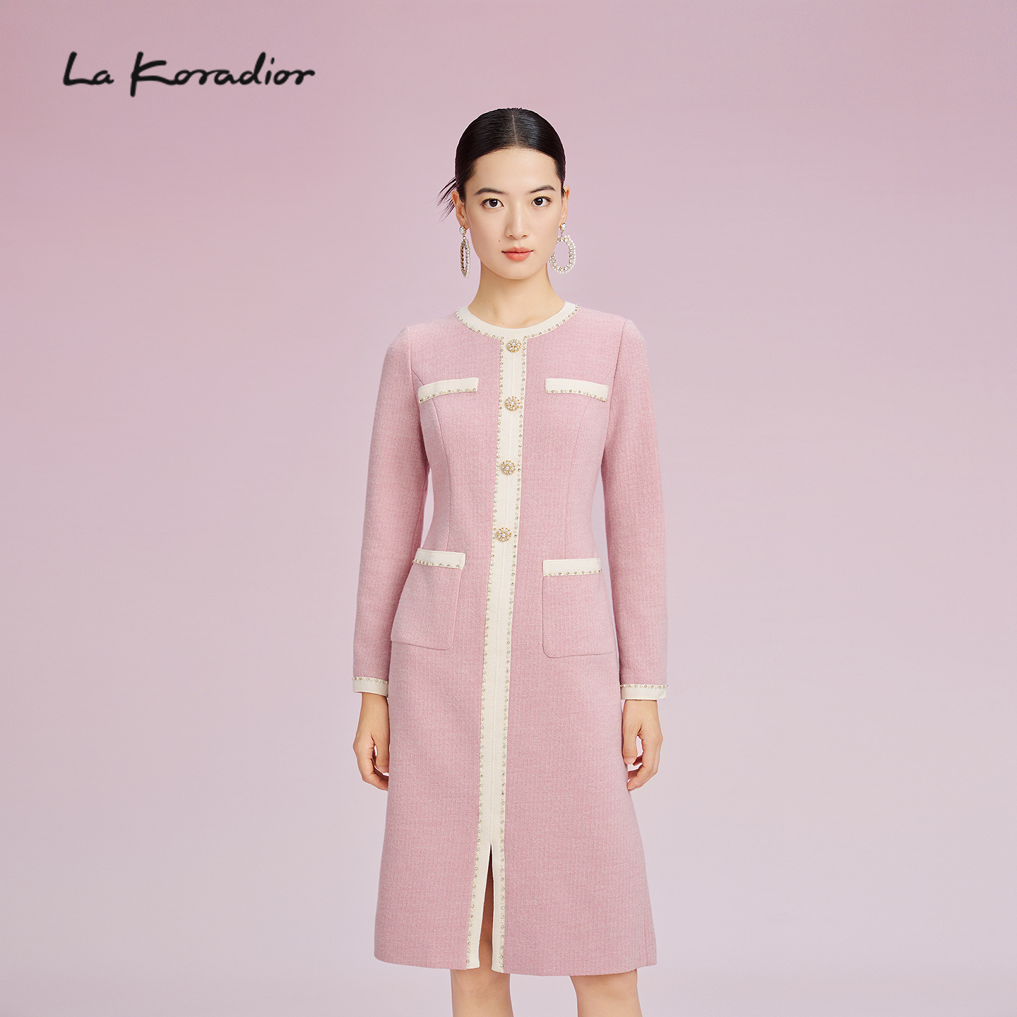 【商场同款】La Koradior拉珂蒂女秋冬新款气质名媛香风连衣裙