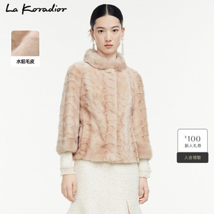 轻奢气质貂毛皮草百搭短款 新款 毛绒外套女 Koradior拉珂蒂冬季