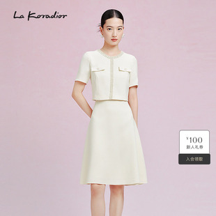裙 洋装 Koradior拉珂蒂春季 连衣裙 钉珠假两件短袖 法式