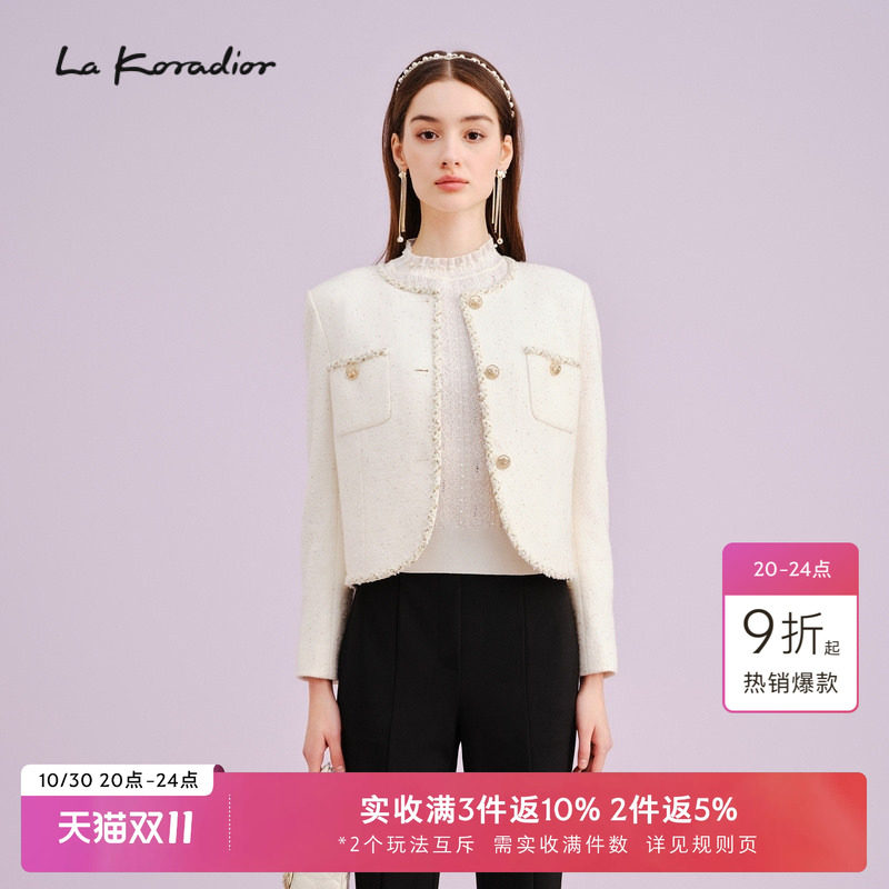La Koradior拉珂蒂女商场同款时尚秋新款香风气质短外套休闲百搭