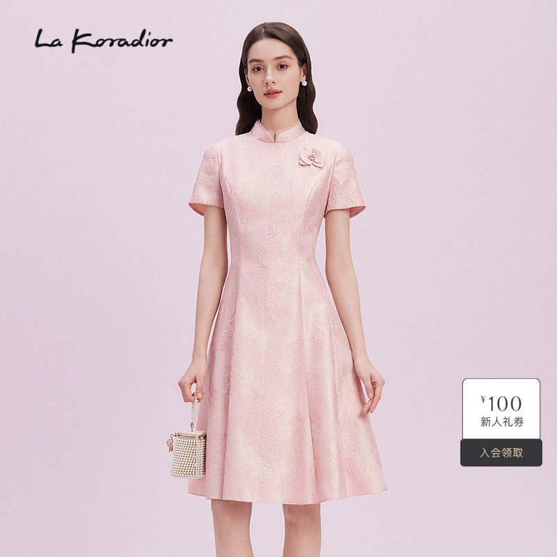 La Koradior拉珂蒂气质2025商场同款新款中式国风桑蚕丝连衣裙女