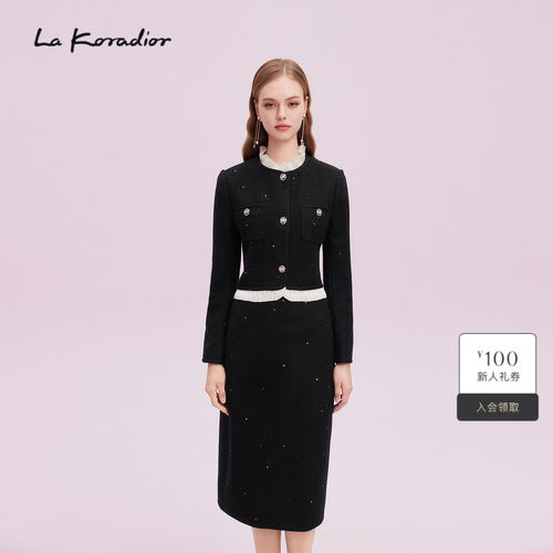 【商场同款】La Koradior拉珂蒂秋新款名媛风拼接短款香风外套