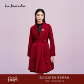 优雅红色毛呢大衣 法式 羊绒100 Lakoradior拉珂蒂女25秋冬新款