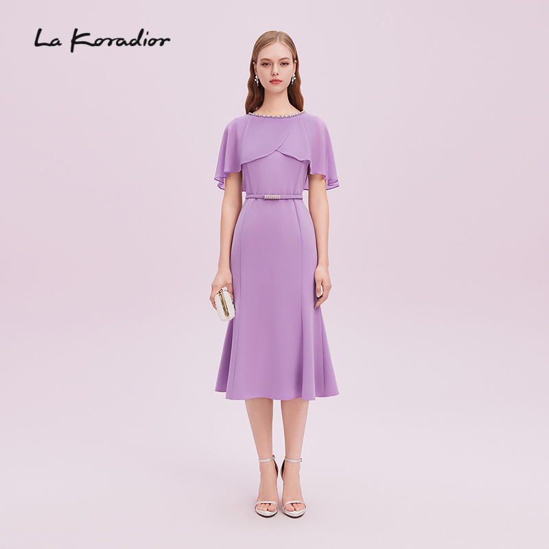 【经典斗篷】La Koradior拉珂蒂新品2025设计感斗篷式洋装礼服裙