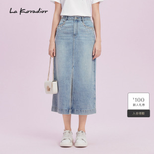 新款 2025夏季 烫钻气质牛仔半裙女 Koradior拉珂蒂商场同款