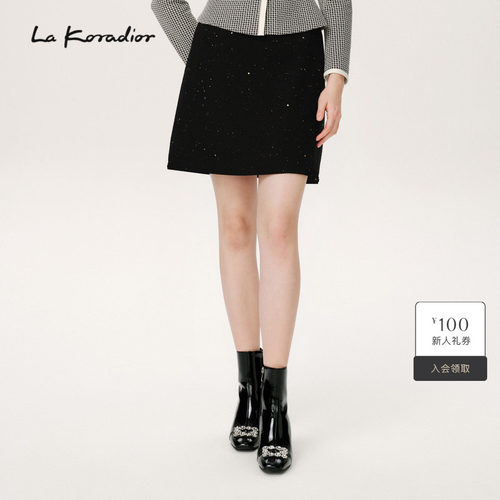 【羊毛】La Koradior拉珂蒂时尚秋季新款纯色优雅柔感短裙A字裙女