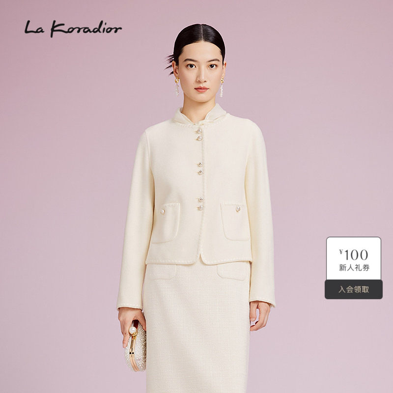 【羊毛】La Koradior拉珂蒂女商场同款时尚秋新款羊毛短款呢外套