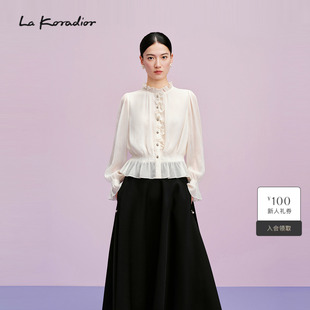 宫廷风木耳边收腰衬衫 Lakoradior拉珂蒂名媛春夏新款 商场同款