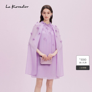 Lakoradior拉珂蒂2025夏季 100桑蚕丝斗篷真丝丝绸连衣裙女 新款