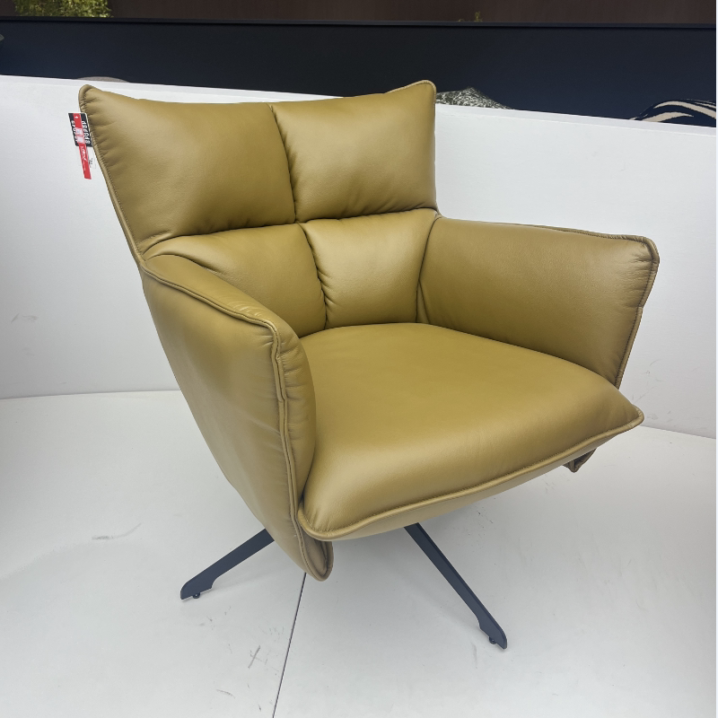 北欧简约风皮质单人旋转沙发椅家用网红休闲旋转椅高级感客厅沙发