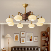 中古式 卧室电风扇吊灯饭厅吊扇灯 客厅吊扇灯覆古家用核桃木纹新款