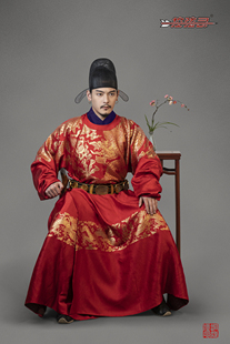 控弦司明初织金龙袍开平王常遇春同款 汉服定制 圆领明制红色男士