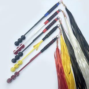 纯手工文王鼓鞭二神鞭毛头鼓鞭碳纤维鼓棒转金桶五彩多色武王鞭