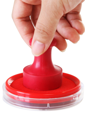 包邮得力快干印台 红色印泥 印尼财务办公司盖章用的按手印指纹采集小号便携式圆形泡沫海绵蓝油性呢印泥盒子