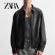 新品 男装 宽松仿皮飞行员拉链夹克外套 ZAR2025秋冬季 4027400 800