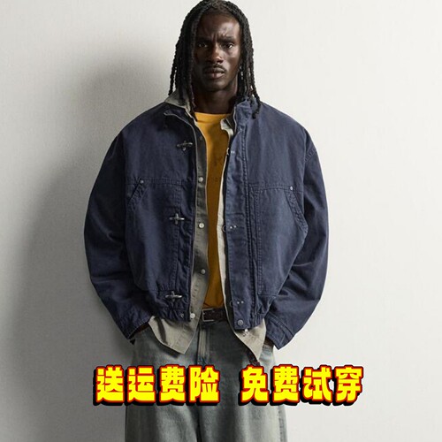 ZA2026秋季新品 男装 金属绳结扣宽松水洗夹克外套 4302370 401