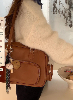 大容量托特包女张元英同款min系复古通勤手提单肩机车包保龄球包