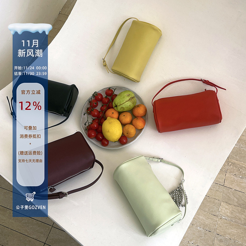 笔筒包TR极简羊皮90S手提斜挎包