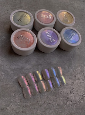 Lily老师独家美甲丝滑极光粉偏光幻彩蓝橘红套魔镜粉diy指甲饰品