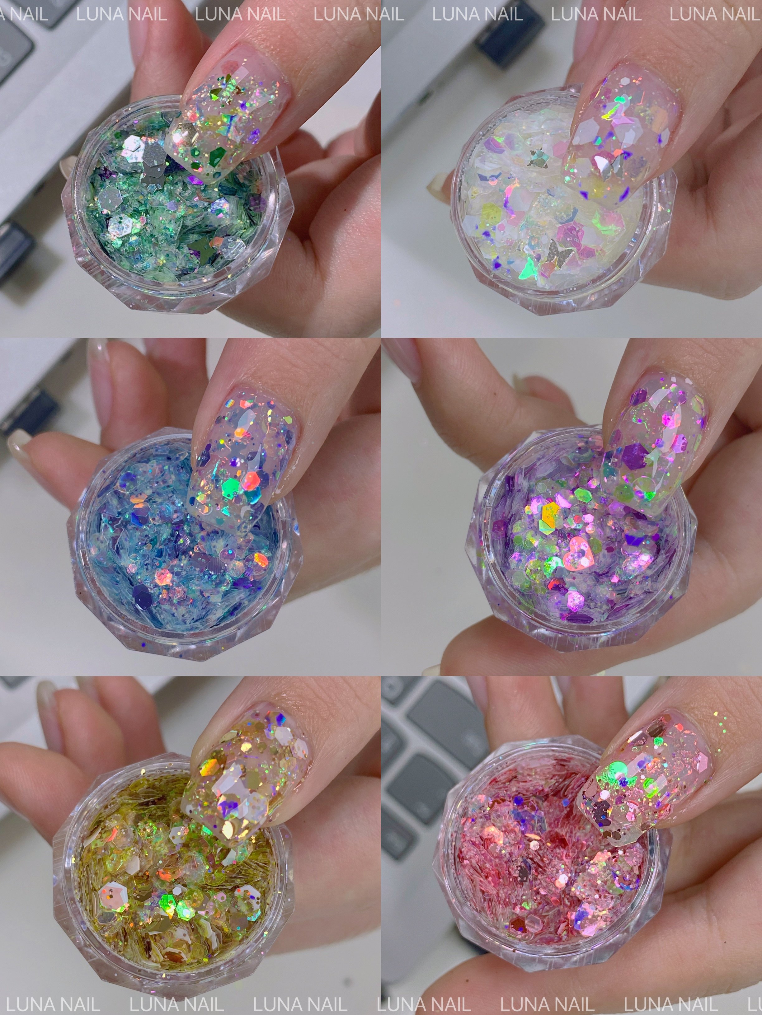 lily老师原创仙女爆闪美甲亮片粉色系韩式ins风指甲美甲闪粉闪片