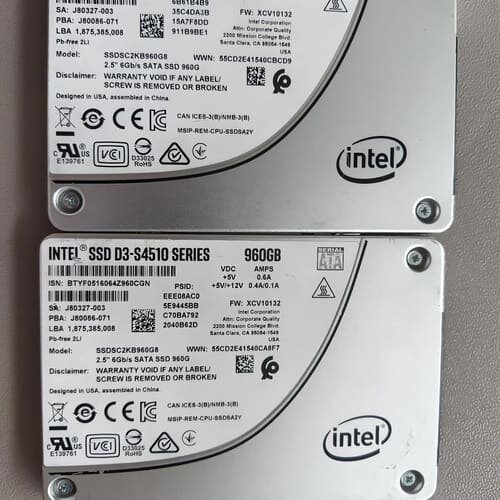 英特尔S4510 960G企业级固态硬盘型号SSDSC2K